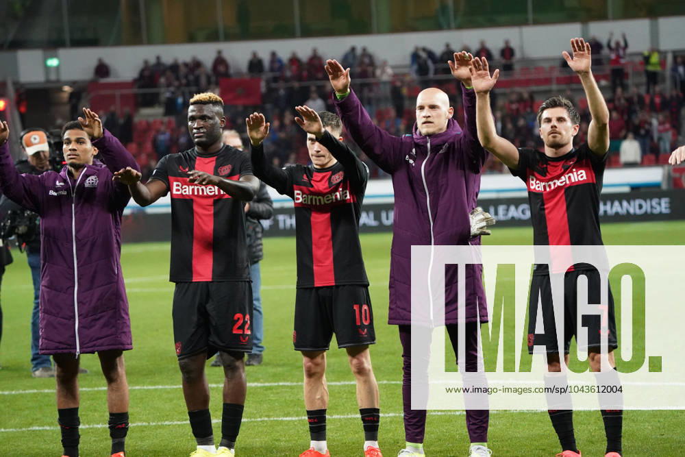 Football, UEFA Europa League 2023 2024, Bayer 04 Leverkusen West Ham United, 11 04 2024, Bayarena Leverkusen, Amine Adli , Victor Boniface, Florian Wirtz,Niklas Lomb, Jonas Hofmann,, all Bayer 04 leverkusen, action, single image