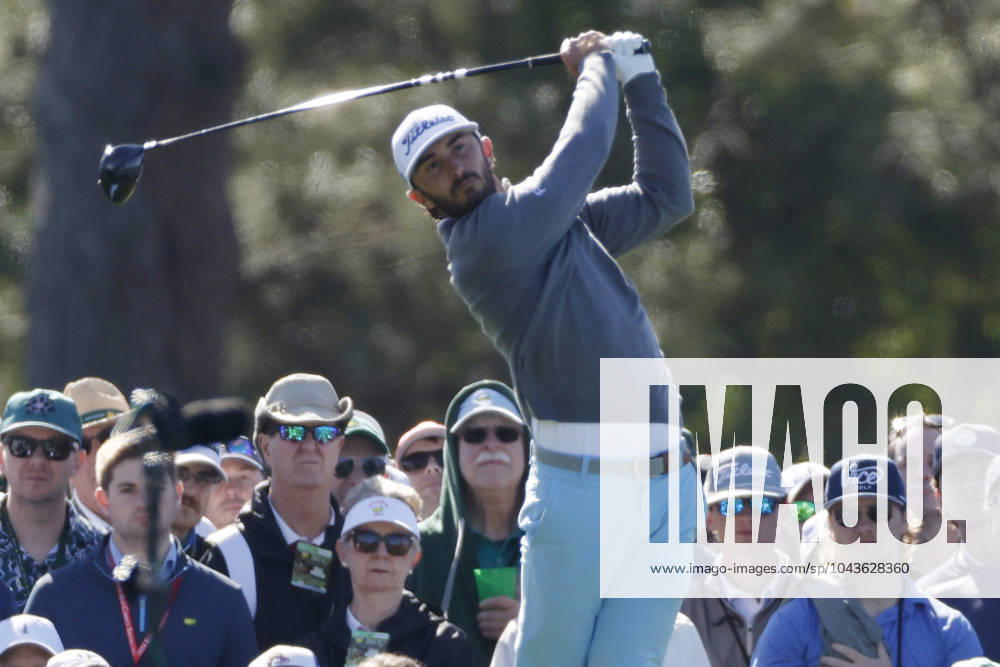Max Homa tees off on the first hole in second round of the Masters Tournament at Augusta National Golf Club in Augusta, Georgia on Friday, April 12, 2024. AUG20240412504 TANNENxMAURY