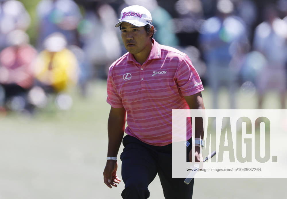 Japan s Hideki Matsuyama walks onto the third green in the second round of the Masters Tournament at Augusta National Golf Club in Augusta, Georgia on Friday, April 12, 2024. AUG202404125670 TANNENxMAURY