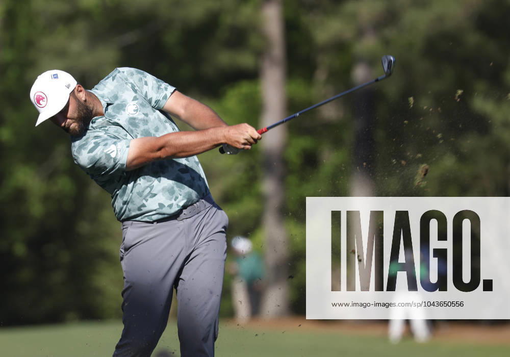 Spain s Jon Rahm tees off on the twelfth hole during the second round of the Masters Tournament at Augusta National Golf Club in Augusta, Georgia on Friday, April 12, 2024. AUG20240412593 TANNENxMAURY
