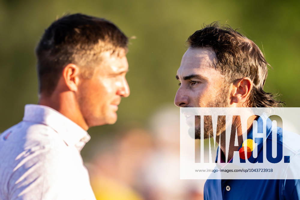 Bryson DeChambeau of the United States and Max Homa of the United States during the third round of the 2024 Masters Golf Tournament on April 13, 2024 in Augusta Photo Petter Arvidson BILDBYRAN kod PA PA0794 bbeng golf masters the masters Augusta us masters