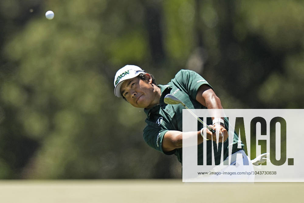 Golf: Masters Tournament Japan s Hideki Matsuyama plays a shot on the 18th hole during the third round of the Masters Tournament at Augusta National Golf Club in Augusta, Georgia, on April 13, 2024. A14AA0002706510P