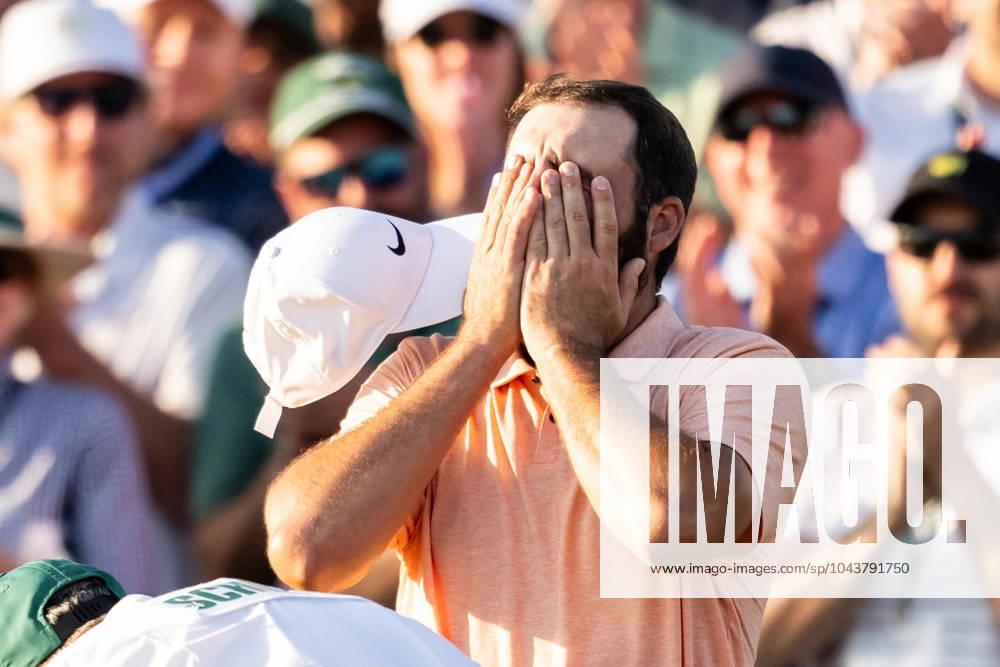 Scottie Scheffler of the United States reacts after winning the final round of the 2024 Masters Golf Tournament on April 14, 2024 in Augusta Photo Petter Arvidson BILDBYRAN kod PA PA0795 bbeng golf masters the masters Augusta us masters jubel