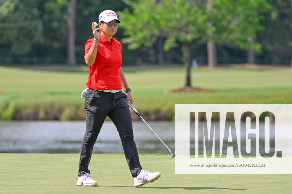 THE WOODLANDS, TX - APRIL 18: Yani Tseng (TAI) after sinking her par putt on 9 during Rd1 of the Chevron Championship at The Club at Carlton Woods on April 18, 2024 in The Woodlands, Texas. (Photo by Ken Murray Icon Sportswire) GOLF: APR 18 LPGA, Golf Damen The Chevron Championship Icon240418086