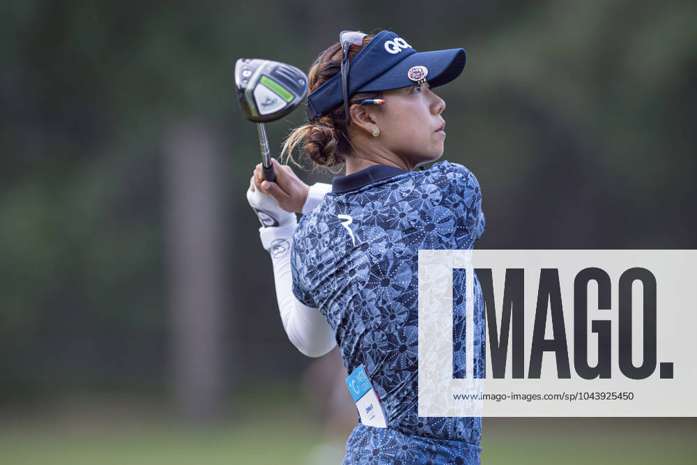 JENNY SHIN tees off at the 5th hole during round 1 of The Chevron Championship at The Club at Carlton Woods on April 18, 2024, in The Woodlands, Texas. The Woodlands USA - ZUMAp213 20240418_znp_p213_062