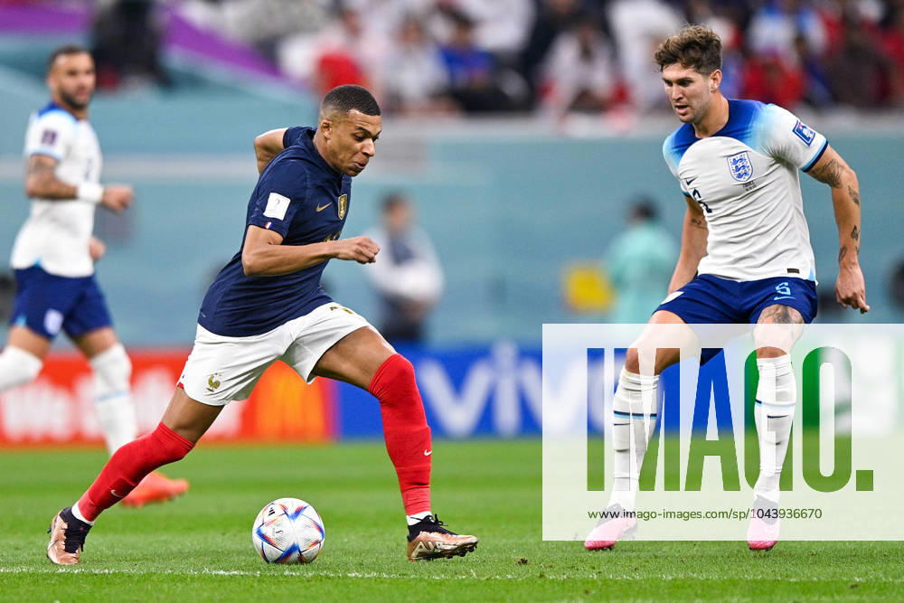 2022-12-10 Netherlands v Argentina - Quarter Final - FIFA World Cup, WM, Weltmeisterschaft, Fussball Qatar 2022 LUSAIL CITY, QATAR - DECEMBER 10: Kylian Mbappe of France and John Stones of England during the Quarter Final - FIFA World Cup Qatar 2022 match between Netherlands and Argentina at the Lusail Stadium on December 10, 2022 in Lusail City, Qatar (Photo by Pablo Morano BSR Agency) Lusail City Qatar Content not available for redistribution in The Netherlands directly or indirectly through any third parties.