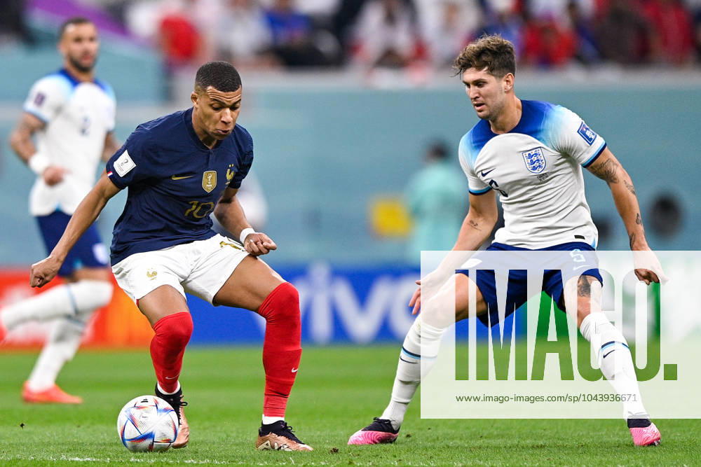 2022-12-10 Netherlands v Argentina - Quarter Final - FIFA World Cup, WM, Weltmeisterschaft, Fussball Qatar 2022 LUSAIL CITY, QATAR - DECEMBER 10: Kylian Mbappe of France and John Stones of England during the Quarter Final - FIFA World Cup Qatar 2022 match between Netherlands and Argentina at the Lusail Stadium on December 10, 2022 in Lusail City, Qatar (Photo by Pablo Morano BSR Agency) Lusail City Qatar Content not available for redistribution in The Netherlands directly or indirectly through any third parties.