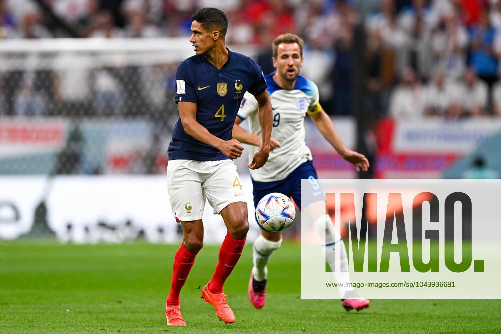 2022-12-10 Netherlands v Argentina - Quarter Final - FIFA World Cup, WM, Weltmeisterschaft, Fussball Qatar 2022 LUSAIL CITY, QATAR - DECEMBER 10: Raphael Varane of France and Harry Kane of England during the Quarter Final - FIFA World Cup Qatar 2022 match between Netherlands and Argentina at the Lusail Stadium on December 10, 2022 in Lusail City, Qatar (Photo by Pablo Morano BSR Agency) Lusail City Qatar Content not available for redistribution in The Netherlands directly or indirectly through any third parties.