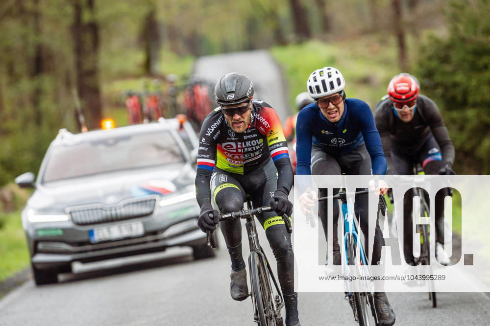 Czech cup in Road cycling, Rad, Radsport, Strasse Peklo severu Krasna Lipa 2024, road cycling, Matej Zahalka (Elkov Kasper) in front of Jakub Otruba, on April 20, 2024, Krasna Lipa, Czechia. (CTKxPhoto JanxBrychta) CTKPhotoF202404200036701 CTKPhotoF202404200036701