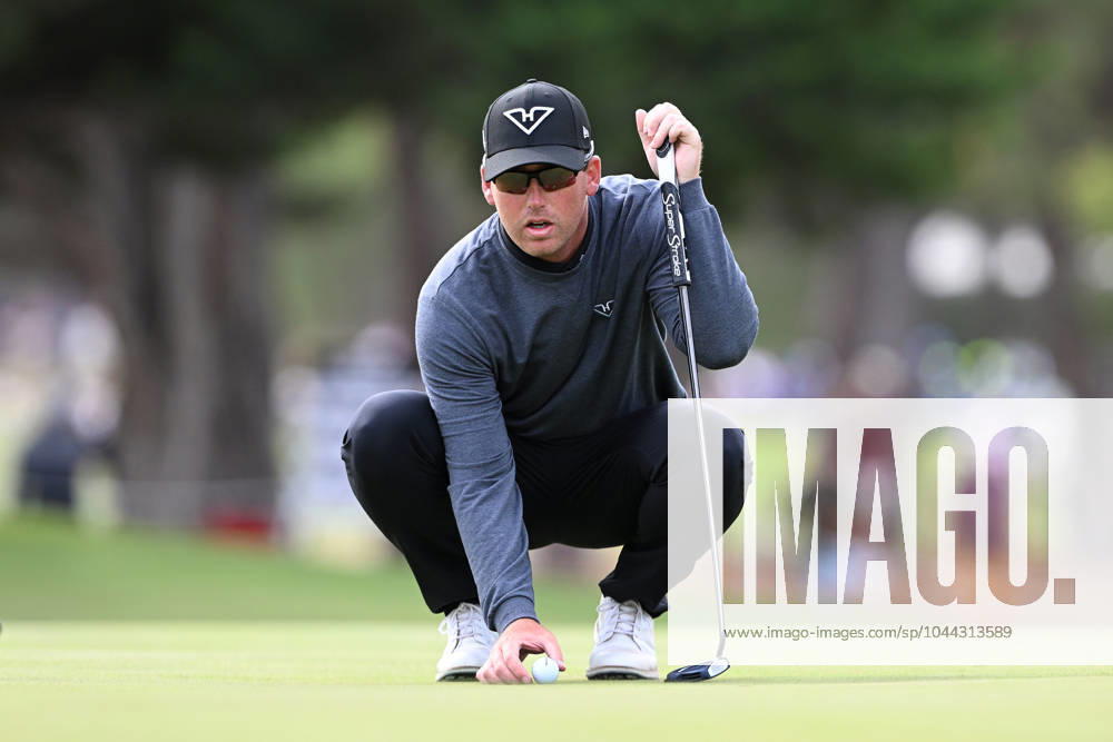 LIV GOLF ADELAIDE, Andy Ogletree of the HyFlyers lines up a putt on day 2 of LIV Golf Adelaide at the Grange Golf Club in Adelaide, Saturday, April 27, 2024. ( NO ARCHIVING, , NO USE IN BOOKS WITHOUT CONSENT ADELAIDE SOUTH AUSTRALIA AUSTRALIA