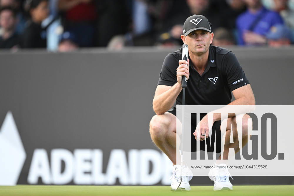 LIV GOLF ADELAIDE, Brendan Steele of the Highflyers GC lines up a putt on day 2 of LIV Golf Adelaide at the Grange Golf Club in Adelaide, Saturday, April 27, 2024. ( NO ARCHIVING, , NO USE IN BOOKS WITHOUT CONSENT ADELAIDE SOUTH AUSTRALIA AUSTRALIA
