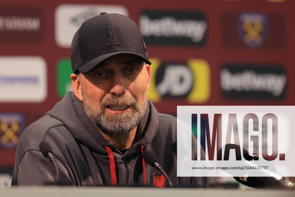 London, England, 27th April 2024. Jurgen Klopp, Manager of Liverpool talks in a press conference, PK, Pressekonferenz after the Premier League match at the London Stadium, London. Picture credit should read: Paul Terry Sportimage . SPI-3108-0054
