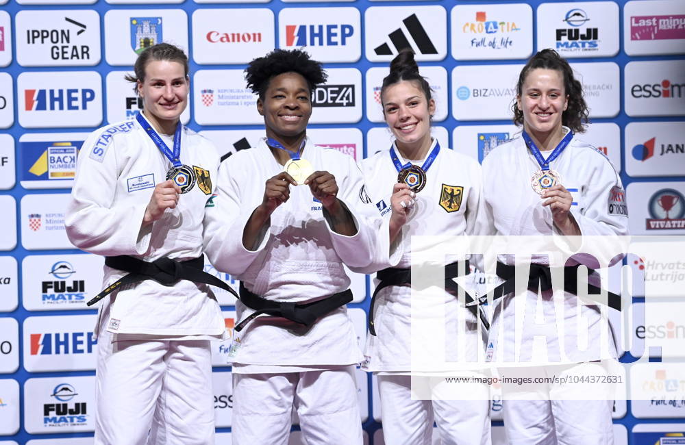 KW17 Croatia, Zagreb, 270424. Arena Zagreb. European Judo Championship, awarding of medals -78. In the photo: Audrey Tcheumeo, Anna-Maria Wagner, Alina Boehm, Inbar Lanir. Photo: Ronald Gorsic CROPIX