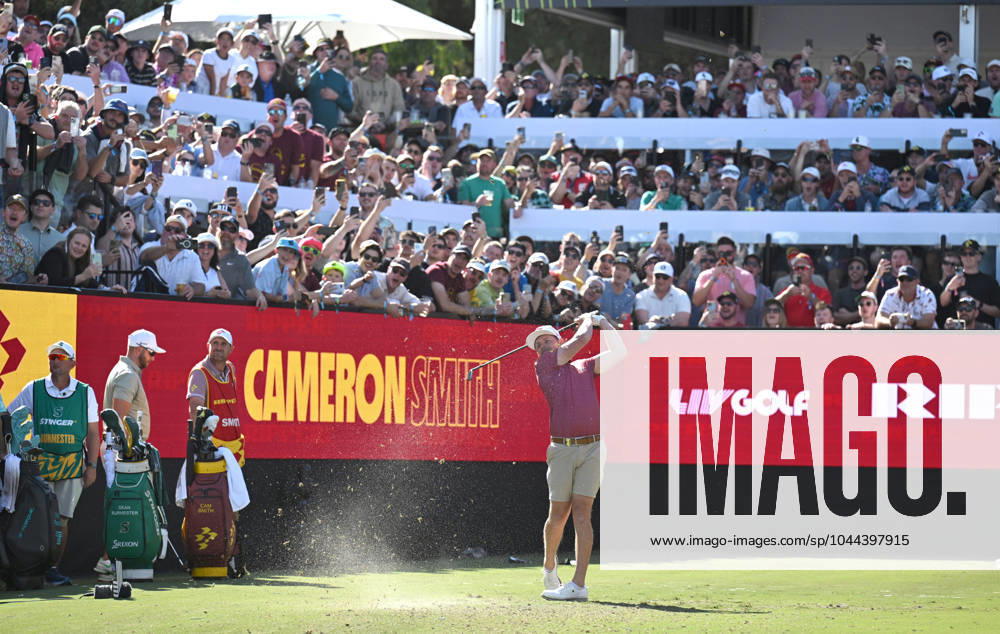 LIV GOLF ADELAIDE, Cameron Smith tees off on the Watering Hole during the final round of LIV Golf Adelaide at the Grange Golf Club in Adelaide, Sunday, April 28, 2024. ( NO ARCHIVING, , NO USE IN BOOKS WITHOUT CONSENT ADELAIDE SOUTH AUSTRALIA AUSTRALIA