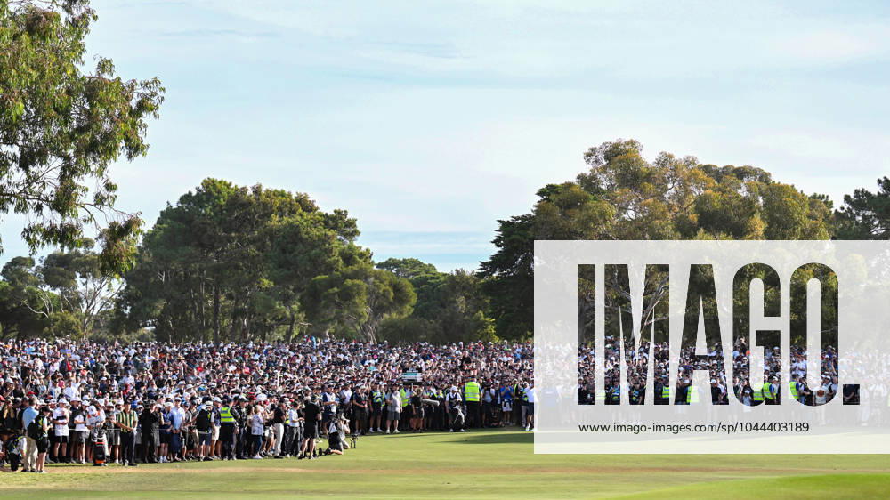 LIV GOLF ADELAIDE, Massive crowds follow Brendan Steele down the 18th fairway on his way to claiming the win during LIV Golf Adelaide at the Grange Golf Club in Adelaide, Sunday, April 28, 2024. ( NO ARCHIVING, , NO USE IN BOOKS WITHOUT CONSENT ADELAIDE SOUTH AUSTRALIA AUSTRALIA