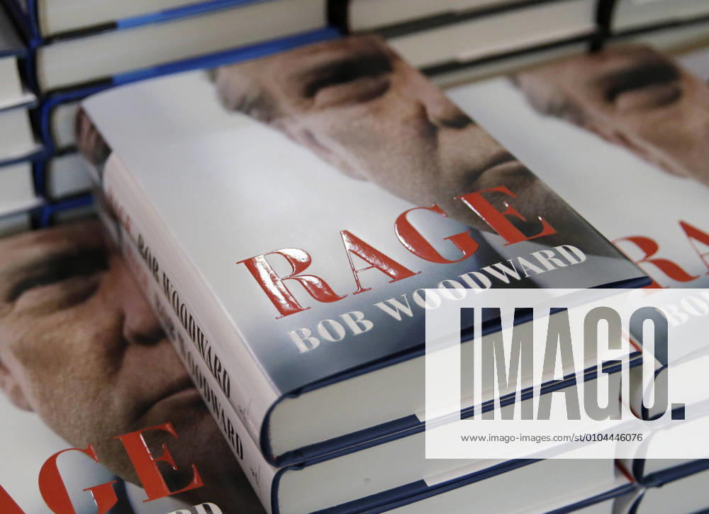 Copies of Rage by Bob Woodward are on sale at a bookstore in New York City on Tuesday, September 15, 2020. Published today, Rage is almost 400 pages long and contains 18 on-the-record conversations with President Donald Trump. NYP20200915231 JOHNxANGELILLO