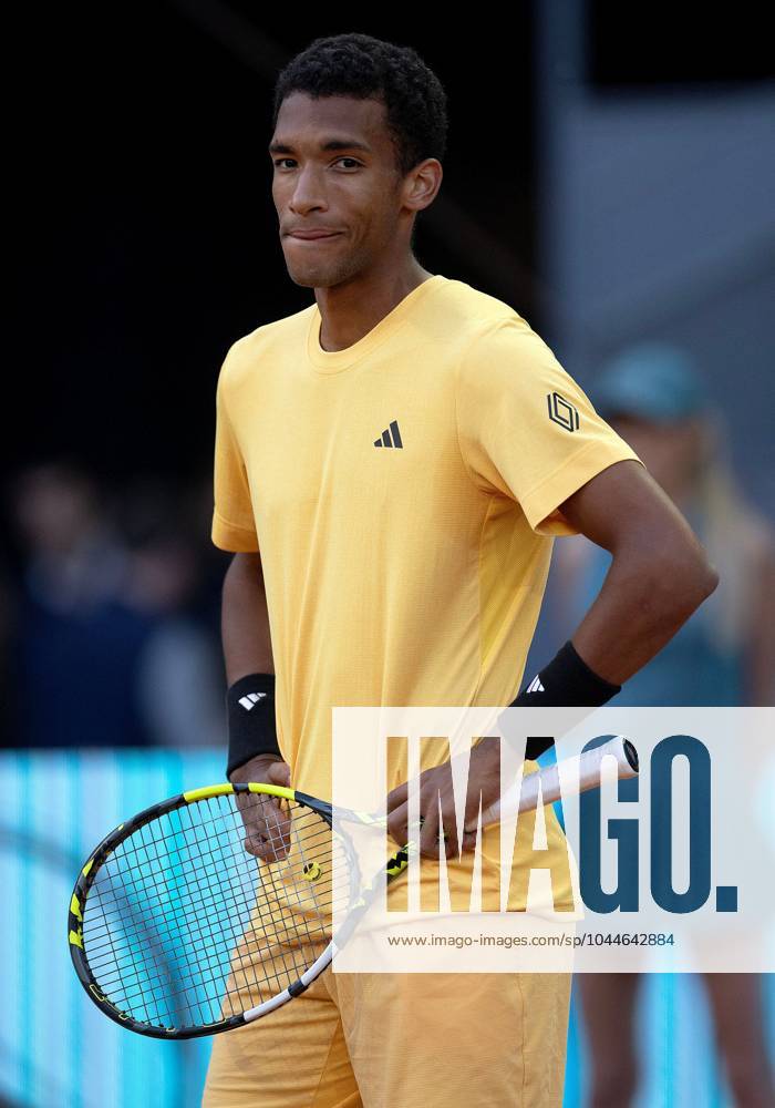 Felix Auger Aliassime of Canada frustrated Mutua Madrid Open, Day 12, Tennis, La Caja Magica, Madrid, Spain