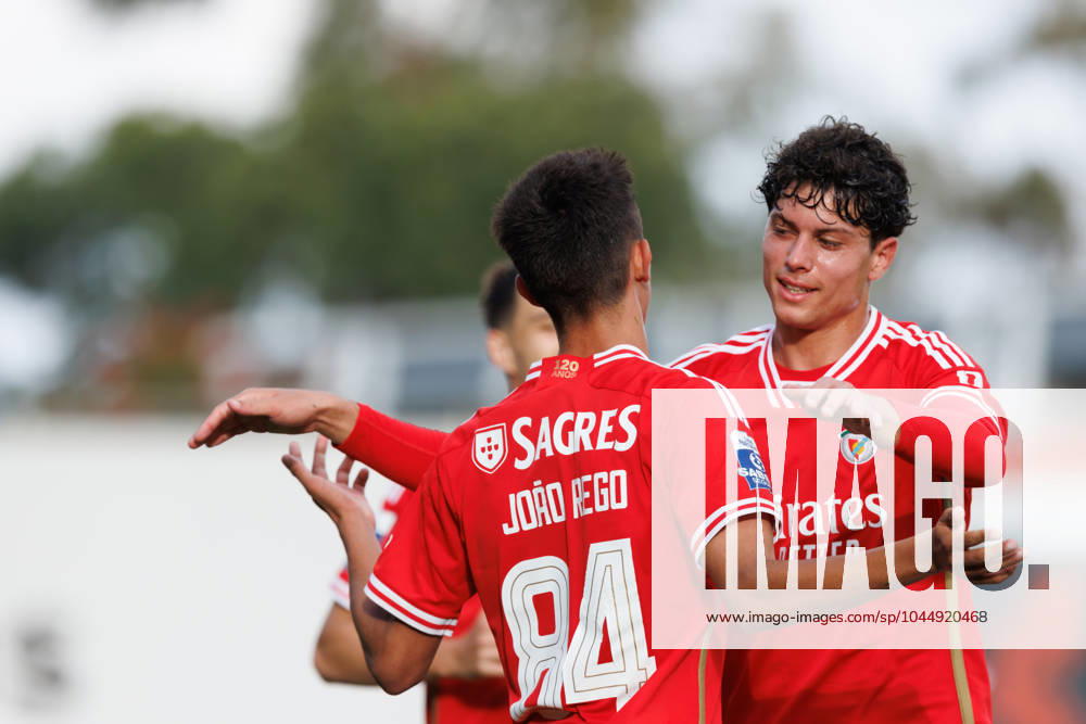 Joao Rego celebrates after scoring goal during Liga Portugal 2 game between SL Benfica B and Pacos De Ferreira at Benfica Campus, Seixal, Lisbon, Portugal. (Maciej Rogowski) Lisbon Benfica Campus Portugal