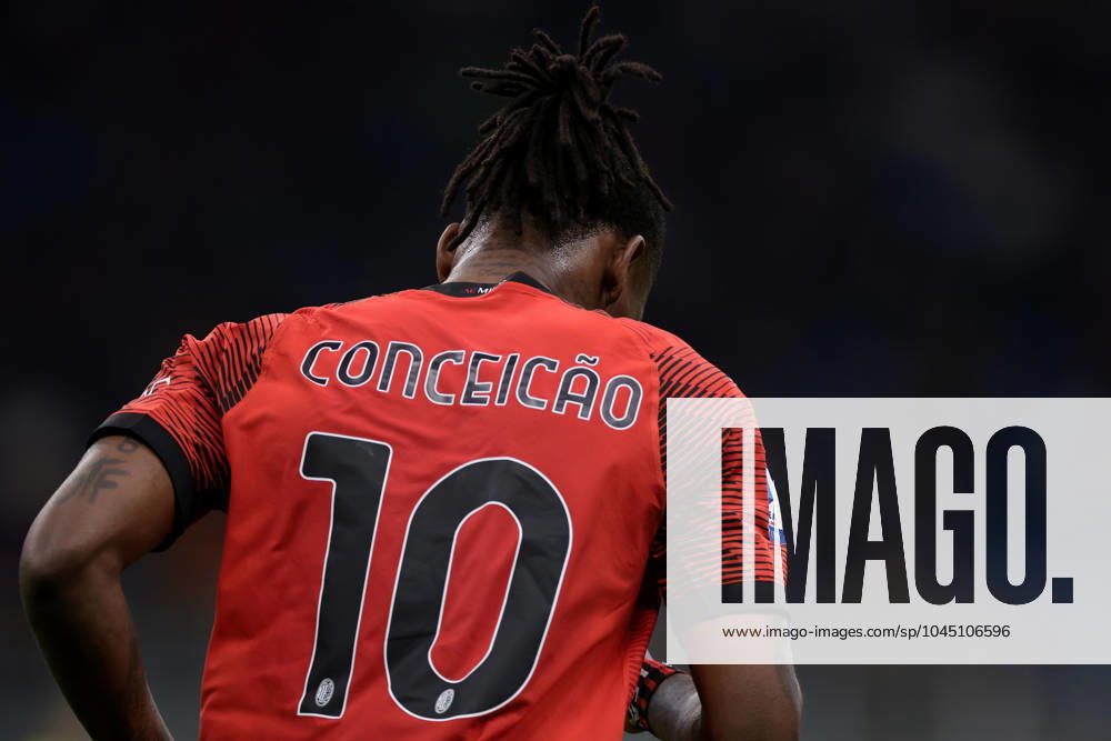 Milan, Italy, 11th May 2024. Rafael Leao of AC Milan is seen with the name Conceicao of his Mother on the rear of his jersey as part of a campaign for Mothers day during the Serie A match at Giuseppe Meazza, Milan. Picture credit should read: Jonathan Moscrop Sportimage . SPI-3124-0091