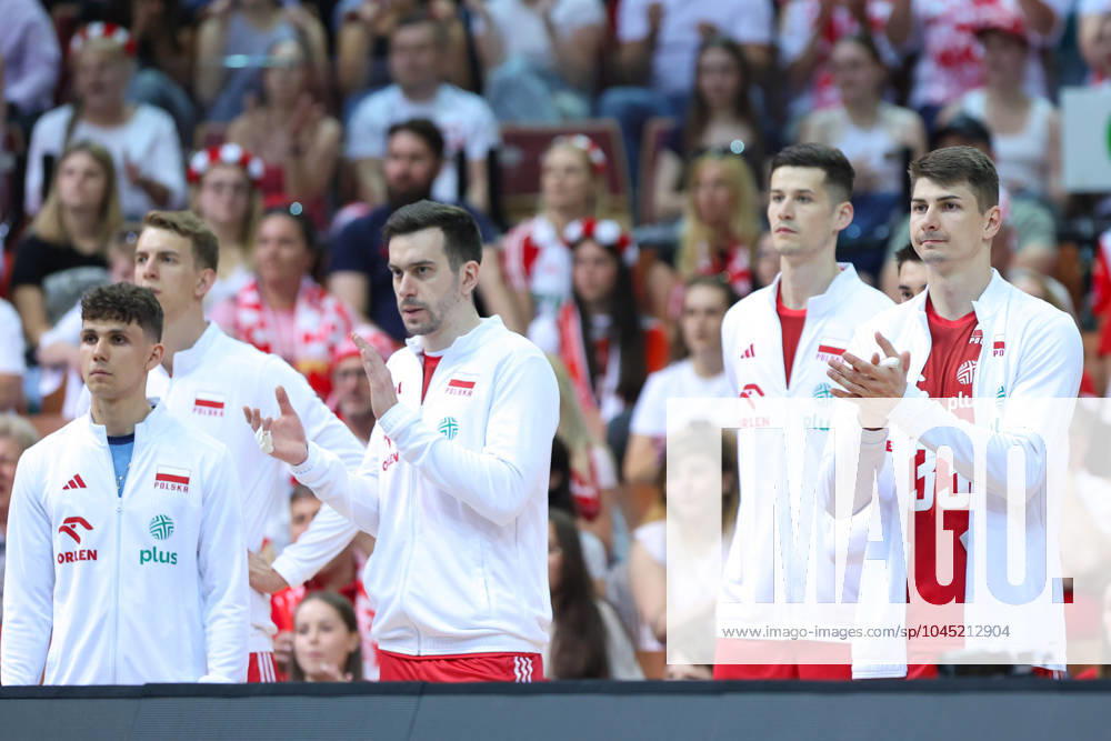 KATOWICE 15.05.2024 MECZ TOWARZYSKI REPREZENTACJI SIATKARZY: POLSKA - NIEMCY --- MENS VOLLEYBALL FRIENDLY MATCH POLAND - GERMANY IN KATOWICE KUBA HAWRYLUK MARCIN KOMENDA SZYMON JAKUBISZAK LUKASZ USOWICZ FOT. ANNA KLEPACZKO FOTOPYK NEWSPIX.PL --- Newspix.pl POLAND OUT! 240515LUM130
