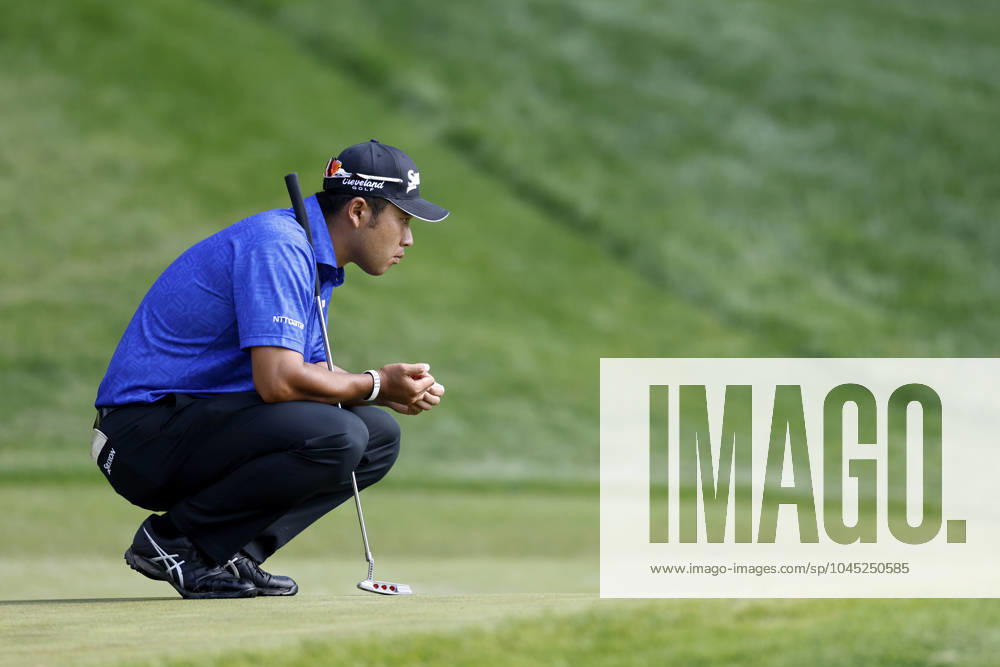 LOUISVILLE, KY - MAY 16: Hideki Matsuyama (JPN) lines up a putt at the 14th hole during the first round of the 2024 PGA, Golf Herren Championship at Valhalla Golf Club on May 16, 2024 in Louisville, Kentucky. (Photo by Joe Robbins Icon Sportswire) GOLF: MAY 16 PGA Championship Icon573240516032