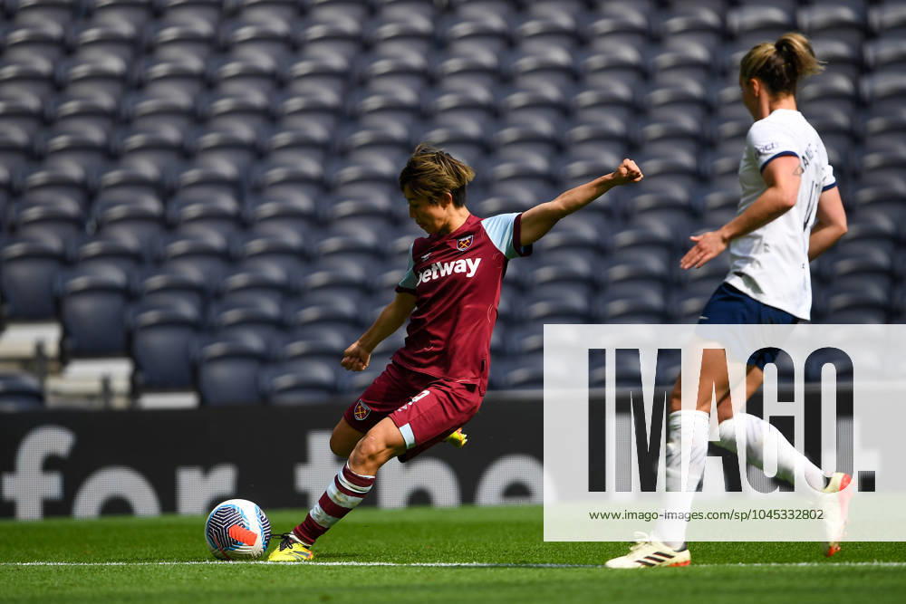 Tottenham Hotspur Women v West Ham United Women FA Women s Super League 18 05 2024. GOAL - West Ham United Women forward Riko Ueki (9) hits a hopeful cross come shot that ends up in the back of the net during the FA Women s Super League match between Tottenham Hotspur Women and West Ham United Women at Tottenham Hotspur Stadium, London, United Kingdom on 18 May 2024. Editorial use only DataCo restrictions apply See www.football-dataco.com ,