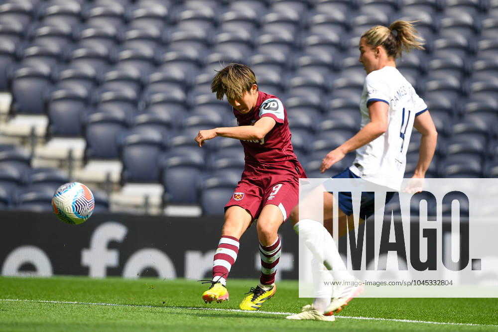 Tottenham Hotspur Women v West Ham United Women FA Women s Super League 18 05 2024. GOAL - West Ham United Women forward Riko Ueki (9) hits a hopeful cross come shot that ends up in the back of the net during the FA Women s Super League match between Tottenham Hotspur Women and West Ham United Women at Tottenham Hotspur Stadium, London, United Kingdom on 18 May 2024. Editorial use only DataCo restrictions apply See www.football-dataco.com ,
