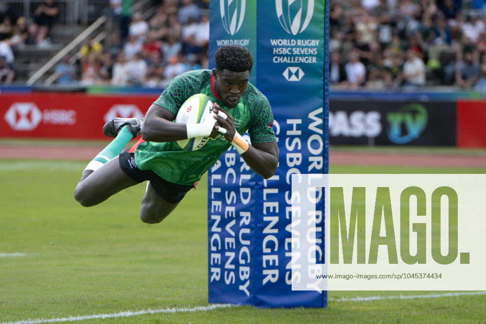 World Rugby Challengers Series 2024, Kenya 7s vs Portugal 7s, , 2024 05 18 in München Städtisches Stadion an der Dantestraße Dantestation try ANGEYO George Ooro Kenya 7s KEN03 sportworld München Städtisches Stadion an der Dantestraße Dantestation Bayern Germany