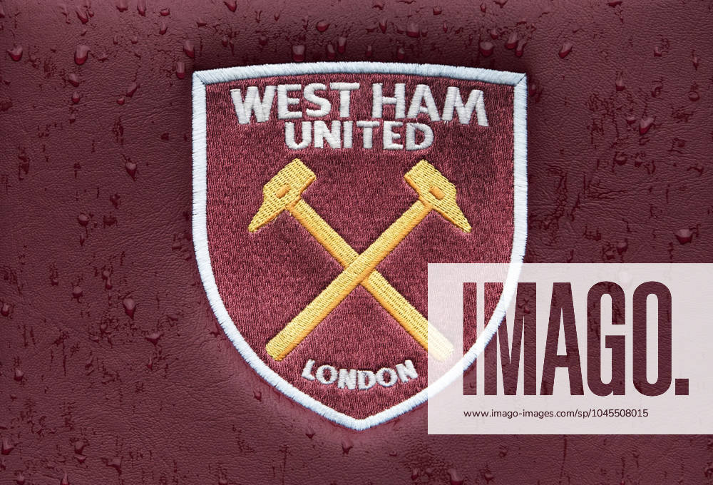 West Ham United v Liverpool FC - Premier League LONDON, ENGLAND - APRIL 27: A detailed view of a West Ham United crest is seen on a seat prior to the Premier League match between West Ham United and Liverpool FC at London Stadium on April 27, 2024 in London, England. London London Stadium England United Kingdom