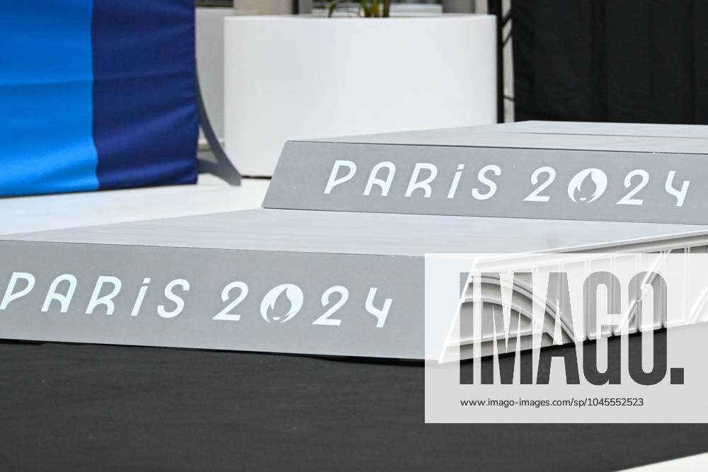 Illustration of podiums during the presentation of podiums Olympic and Paralympic Games at Le Pulse on May 23, 2024 in Saint Denis, France. ( Photo by federico pestellini panoramic ) - PARIS 2024 : Presentation des podiums des Jeux Olympiques et Paralympiques - Saint Denis - 23 05 2024 FedericoPestellini Panoramic
