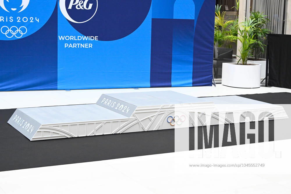 Illustration of podiums during the presentation of podiums Olympic and Paralympic Games at Le Pulse on May 23, 2024 in Saint Denis, France. ( Photo by federico pestellini panoramic ) - PARIS 2024 : Presentation des podiums des Jeux Olympiques et Paralympiques - Saint Denis - 23 05 2024 FedericoPestellini Panoramic