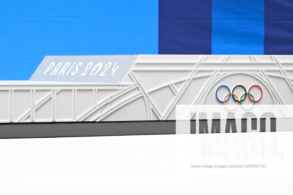 Illustration of podiums during the presentation of podiums Olympic and Paralympic Games at Le Pulse on May 23, 2024 in Saint Denis, France. ( Photo by federico pestellini panoramic ) - PARIS 2024 : Presentation des podiums des Jeux Olympiques et Paralympiques - Saint Denis - 23 05 2024 FedericoPestellini Panoramic