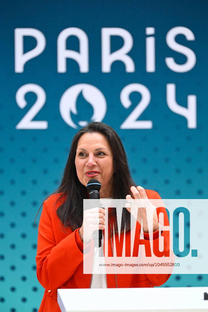 Beatrice Dupuy ( pdg Procter Gamble France) during the presentation of podiums Olympic and Paralympic Games at Le Pulse on May 23, 2024 in Saint Denis, France. ( Photo by federico pestellini panoramic ) - PARIS 2024 : Presentation des podiums des Jeux Olympiques et Paralympiques - Saint Denis - 23 05 2024 FedericoPestellini Panoramic