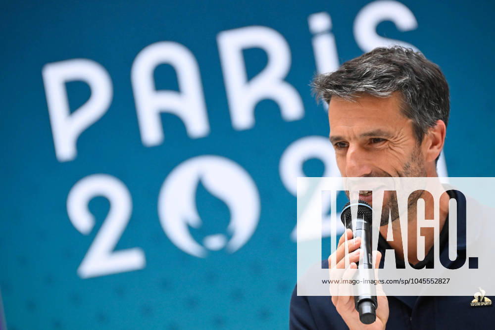 Tony Estanguet ( president JO 2024 ) during the presentation of podiums Olympic and Paralympic Games at Le Pulse on May 23, 2024 in Saint Denis, France. ( Photo by federico pestellini panoramic ) - PARIS 2024 : Presentation des podiums des Jeux Olympiques et Paralympiques - Saint Denis - 23 05 2024 FedericoPestellini Panoramic