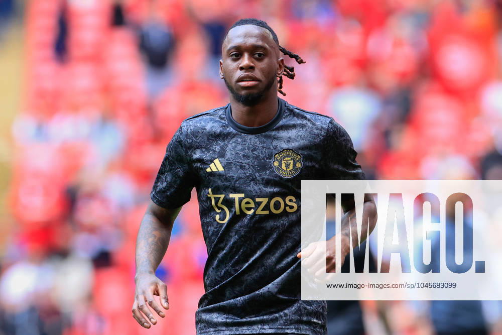 Manchester City v Manchester United, ManU FA Cup 25 05 2024. Final Aaron Wan Bissaka (29) of Manchester United during the warm-up ahead of the FA Cup Final match between Manchester City and Manchester United at Wembley Stadium, London, England on 25 May 2024. London Wembley Stadium Greater London England Editorial use only ,