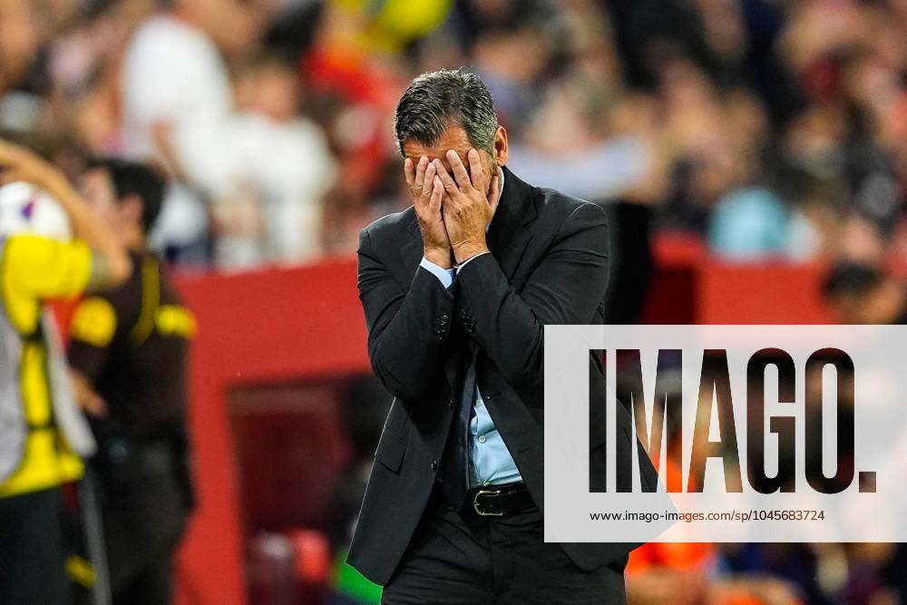 Quique Sanchez Flores, head coach of Sevilla FC, gestures during the Spanish league, LaLiga EA Sports, football match played between Sevilla FC and FC Barcelona, Barca at Ramon Sanchez-Pizjuan stadium on May 26, 2024, in Sevilla, Spain. Sevilla SPAIN - ZUMAa181 20240526_zaa_a181_124