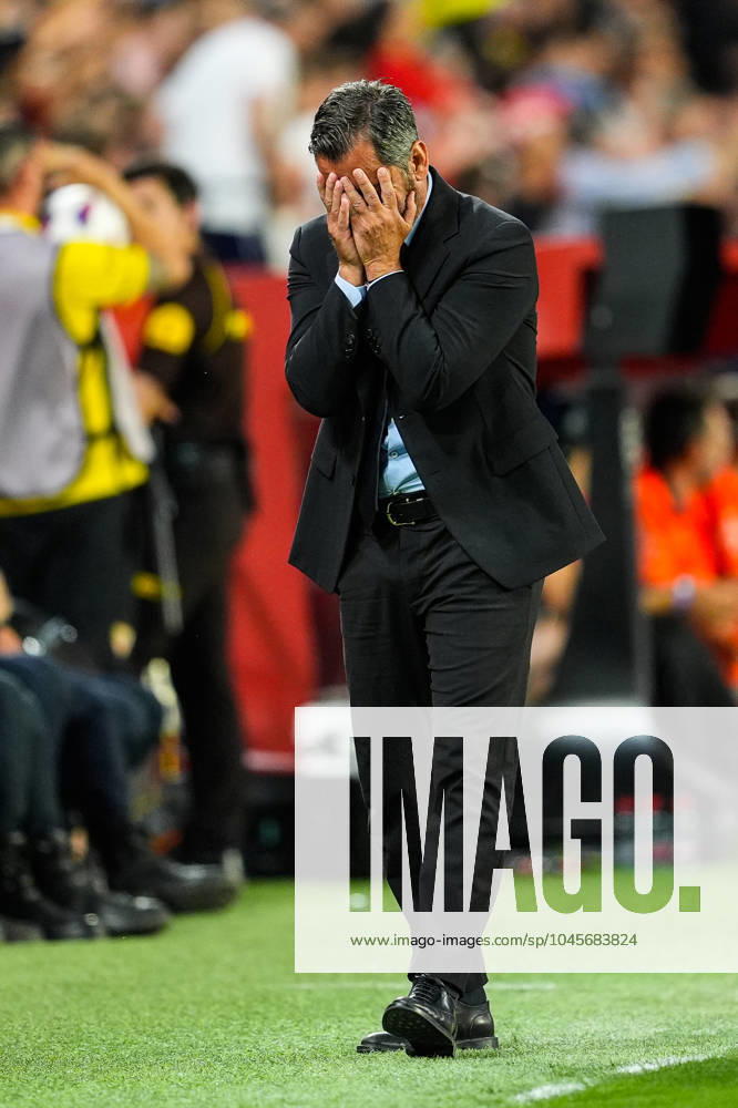 Quique Sanchez Flores, head coach of Sevilla FC, gestures during the Spanish league, LaLiga EA Sports, football match played between Sevilla FC and FC Barcelona, Barca at Ramon Sanchez-Pizjuan stadium on May 26, 2024, in Sevilla, Spain. Sevilla SPAIN - ZUMAa181 20240526_zaa_a181_125