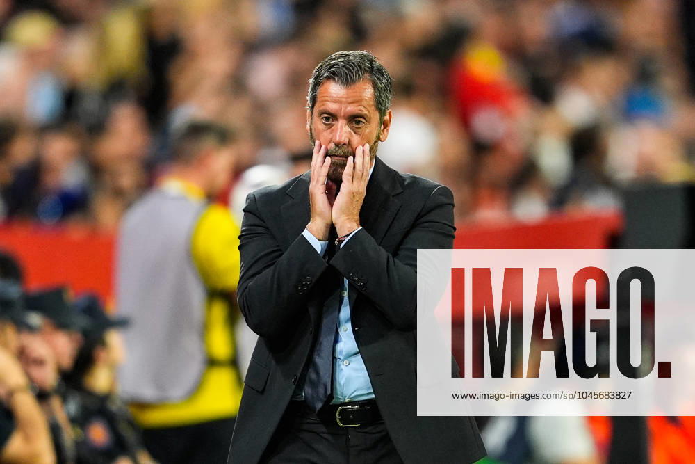 Quique Sanchez Flores, head coach of Sevilla FC, gestures during the Spanish league, LaLiga EA Sports, football match played between Sevilla FC and FC Barcelona, Barca at Ramon Sanchez-Pizjuan stadium on May 26, 2024, in Sevilla, Spain. Sevilla SPAIN - ZUMAa181 20240526_zaa_a181_126