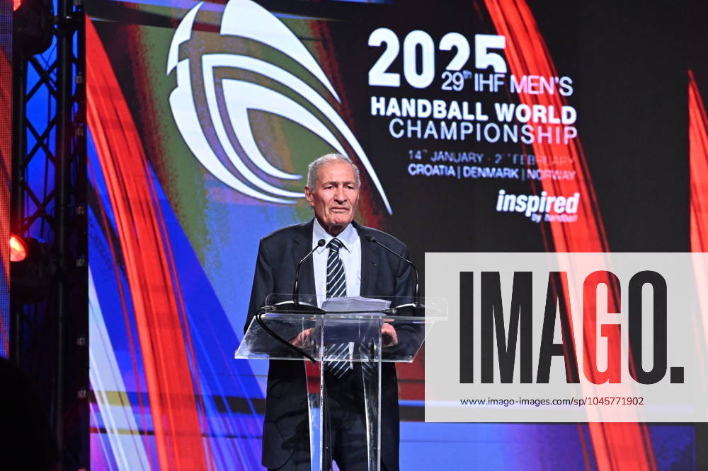Zagreb, Croatia, 290524. Hassan Mustafa, president of International Handball Federation, at the final draw of the 29th IHF World Handball Championship, which will be held in Croatia, Denmark and Norway at the beginning of next year. Photo: Goran Mehkek CROPIX Zagreb