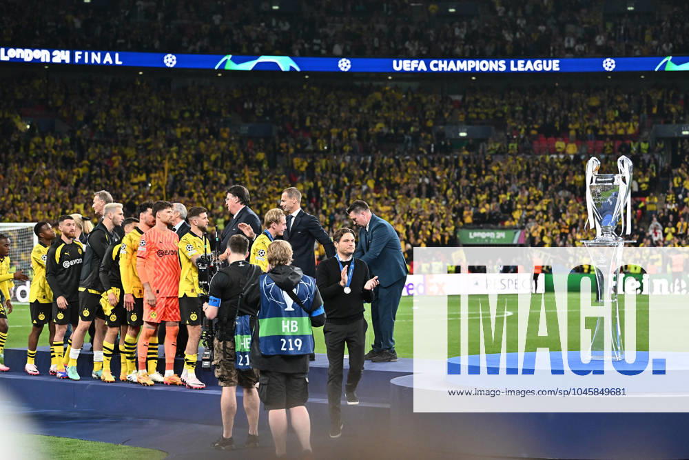 Football UEFA Champions League Final 2024, Borussia Dortmund Real Madrid,, v l Coach Edin Terzic Borussia Dortmund runs disappointed, looking disappointed, dissapointed past the cup London