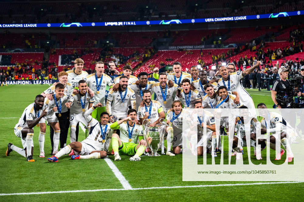 Players of Real Madrid celebrate after the UEFA Champions League final between Dortmund and Real Madrid on June 1, 2024 in London Photo Petter Arvidson BILDBYRAN kod PA PA0818 fotboll football soccer fotball champions league final dortmund real madrid bbeng jubel