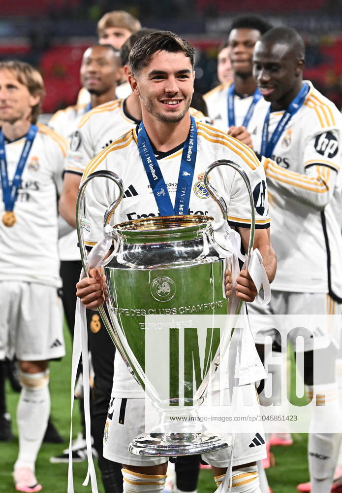 Football UEFA Champions League Final 2024, Borussia Dortmund Real Madrid,, v l Brahim Diaz Real Madrid with the cup London