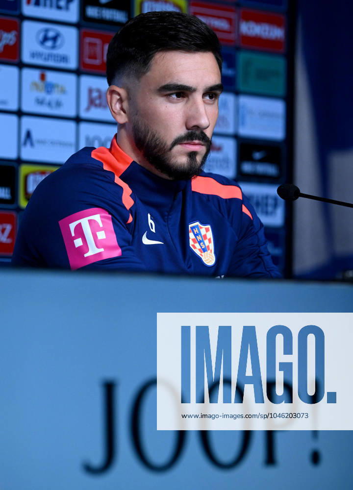 Croatia EURO 2024 press conference, PK, Pressekonferenz Josip Sutalo of Croatia speak during a Croatia national team, Nationalteam press conference at UEFA EURO, EM, Europameisterschaft,Fussball 2024 Croatia base camp in Neuruppin, Germany on June 10, 2024. MarkoxLukunic PIXSELL