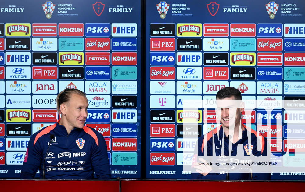 Croatia EURO 2024 press conference, PK, Pressekonferenz Domagoj Vida and Dominik Livkovic of Croatia speak during a Croatia national team, Nationalteam press conference at UEFA EURO, EM, Europameisterschaft,Fussball 2024 Croatia base camp in Neuruppin, Germany on June 11, 2024. MarkoxLukunic PIXSELL