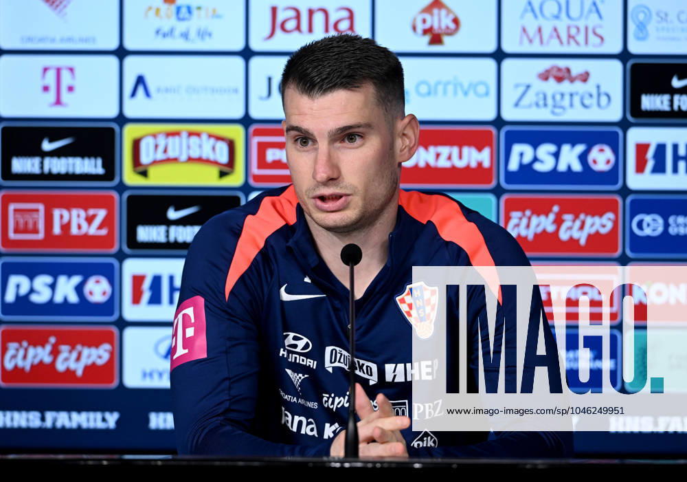 Croatia EURO 2024 press conference, PK, Pressekonferenz Dominik Livkovic of Croatia speak during a Croatia national team, Nationalteam press conference at UEFA EURO, EM, Europameisterschaft,Fussball 2024 Croatia base camp in Neuruppin, Germany on June 11, 2024. MarkoxLukunic PIXSELL