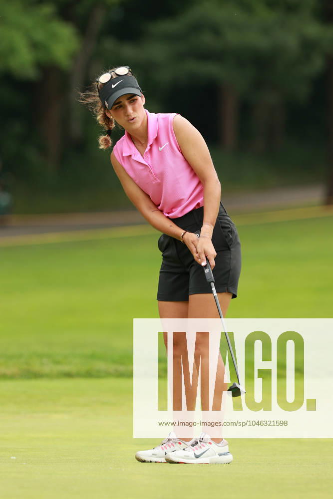 Meijer LPGA, Golf Damen Classic Isabella Fierro of Mexico reacts to her putt on the third green during Day One of the Meijer LPGA Classic for Simply Give golf tournament at Blythefield Country Club in Belmont, MI, USA Thursday, June 13, 2024. Belmont Michigan United States