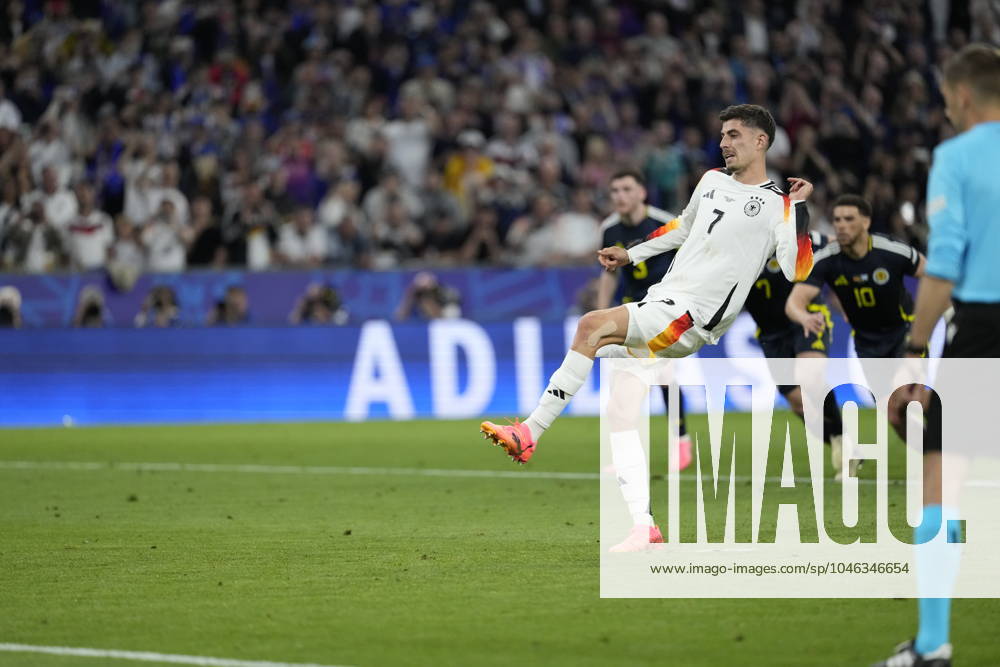 EURO 2024 - Matchday 1: Germany vs. Scotland Kai Havertz scores from the penalty spot during the EURO 2024 Day 1 opening match between Germany and Scotland on 14 June 2024, at Munich Football Arena, in Munich, Germany Munich Munich Football Arena Germany