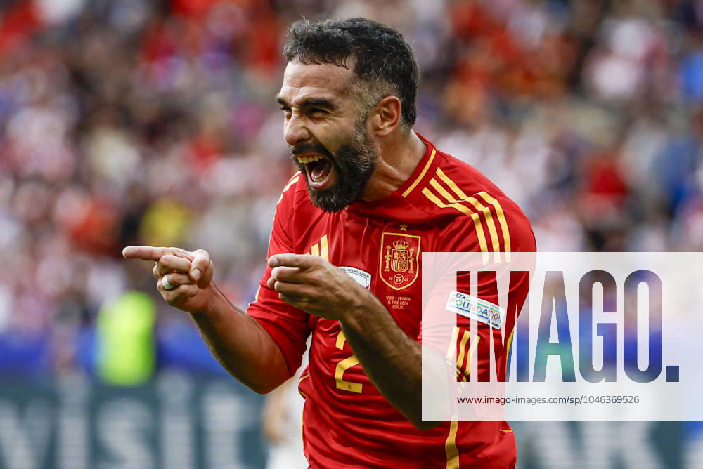 KW24 Spain s Dani Carvajal jubilates after scoring the 3-0 during the EURO 2024 group B soccer match between Spain and Croatia at the Olympiastadion Berlin in Berlin, Germany, 15 June 2024. Spain vs. Croatia !ACHTUNG: NUR REDAKTIONELLE NUTZUNG!
