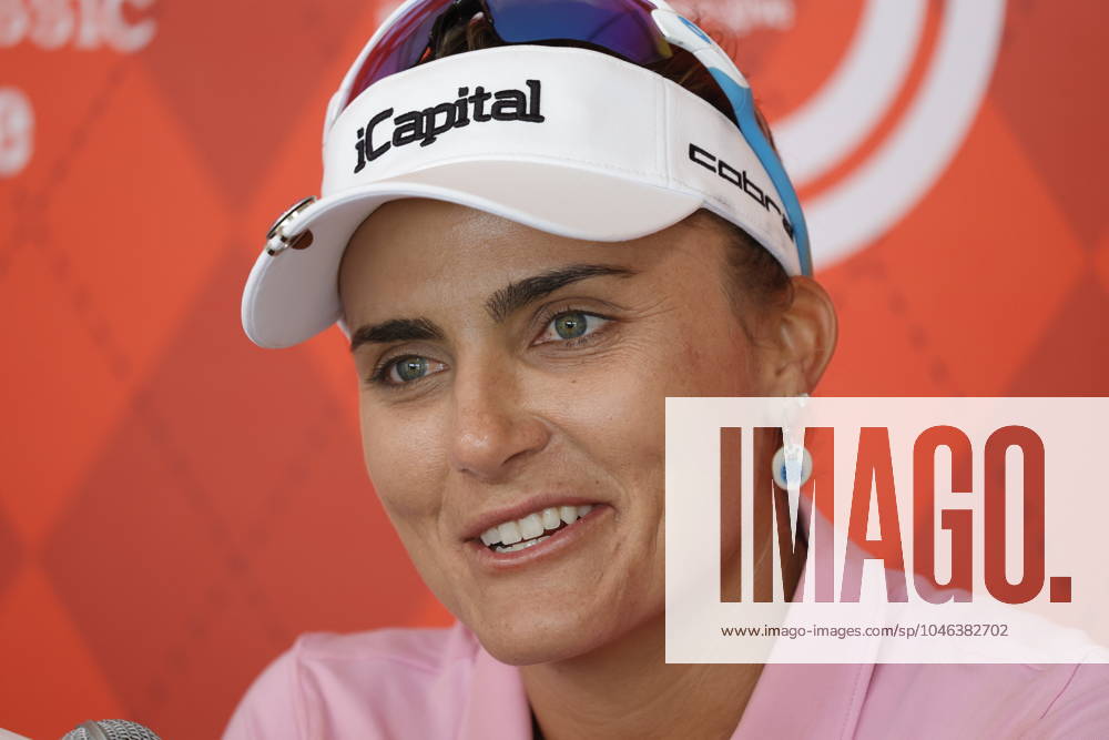 GRAND RAPIDS, MI - JUNE 15: LPGA, Golf Damen golfer Lexi Thompson talks to the media after shooting 7 under par for her third round score during the LPGA Meijer LPGA Classic for Simply Give on June 15th, 2024, at Blythefield Country Club in Grand Rapids, Michigan. (Photo by Brian Spurlock Icon Sportswire) GOLF: JUN 15 LPGA Meijer LPGA Classic for Simply Give Icon24061539