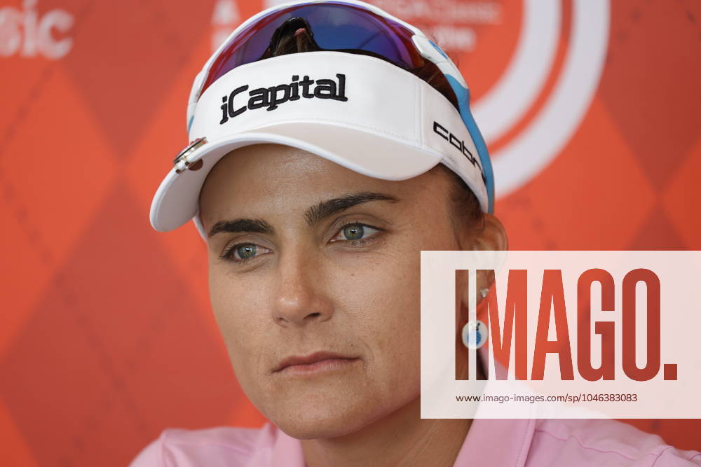 GRAND RAPIDS, MI - JUNE 15: LPGA, Golf Damen golfer Lexi Thompson talks to the media after shooting 7 under par for her third round score during the LPGA Meijer LPGA Classic for Simply Give on June 15th, 2024, at Blythefield Country Club in Grand Rapids, Michigan. (Photo by Brian Spurlock Icon Sportswire) GOLF: JUN 15 LPGA Meijer LPGA Classic for Simply Give Icon24061541